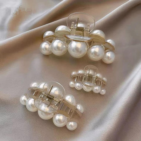 Pearl Hair Clips for Women, 4PCS Strong Hold Large Small Hair Claw Clip Barrettes, Nonslip Hair Accessories Gift