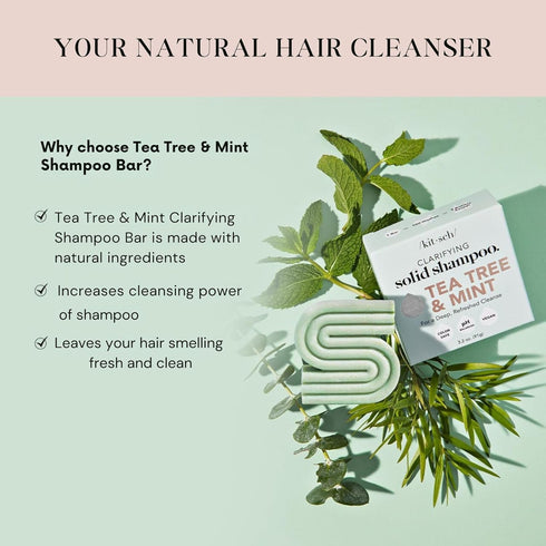 Kitsch Tea Tree & Mint Shampoo Bar - Anti Dandruff Shampoo for Itchy Scalp, Vegan Hair Care, 3.2oz