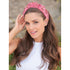Pink Headband Pearl Crystal Hope Ribbon Knotted Headband Hair Accessories for Women (Beaded Hope)
