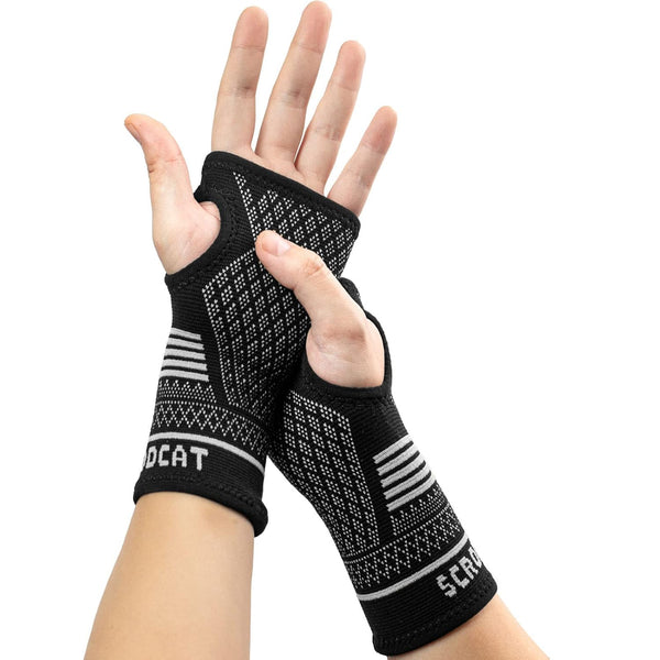 Wrist Compression Sleeves, Silver Wrist Brace for Carpal Tunnel Pain Relief Treatment, Breathable Support (Pair)