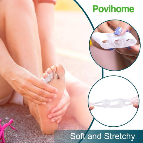 Povihome 10 Pack Pinky Toe Separator and Protectors, Triple Gel Toe Separators for Overlapping and Curled Toes