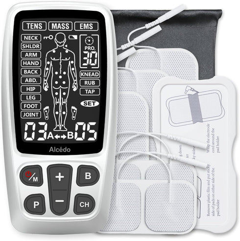 Alcedo TENS Unit + EMS Muscle Stimulator, Electric Rechargeable Pulse Massager, 41 Modes