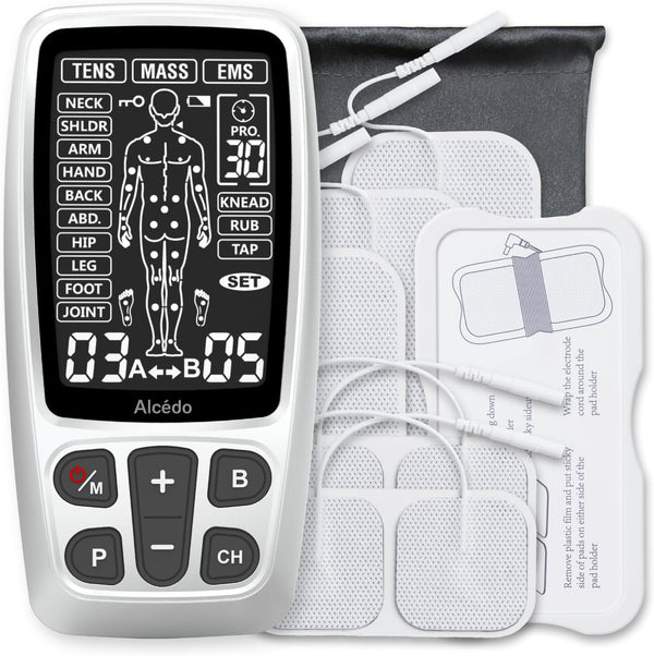 Alcedo TENS Unit + EMS Muscle Stimulator, Electric Rechargeable Pulse Massager, 41 Modes