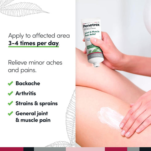 Penetrex Soothing Joint & Muscle Pain Relief Cream with Hemp, Non-Greasy, 2oz Squeezable Tube