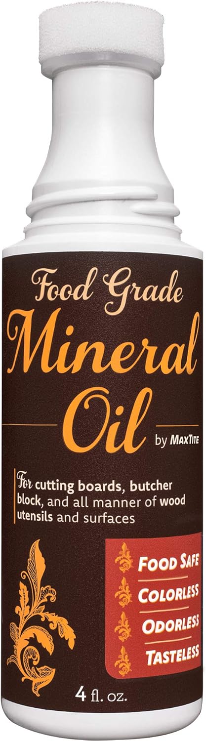 Easy-Applicator Mineral Oil: 4oz Food Grade Oil for Cutting Boards and Wood Care, Ultrapure with Foam Applicator