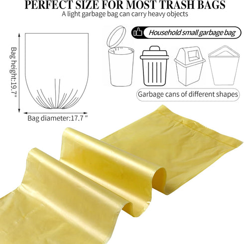 3 Rolls Small Trash Bags, 60 Counts Durable 4 Gallon Garbage Bags for Kitchen, Bathroom, Office (Gold)