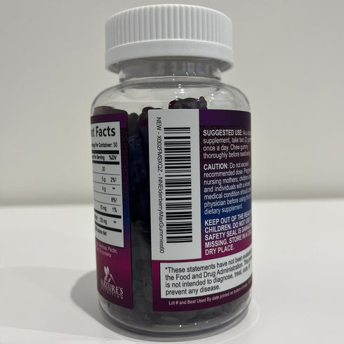 Sambucus Elderberry Immune Gummies - Daily Support for Kids & Adults - 60 Gummies, 35:1 Extract Equivalent to 4200mg