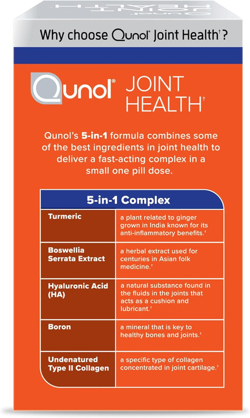 Qunol 5-in-1 Joint Support Supplement, Fast Acting, One Pill Dose, 45 Count