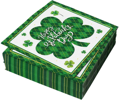 Heyiminy 40Pcs St Patricks Day Napkins, 6.5 Inch Shamrock Napkins, Disposable Green Lucky