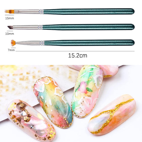 3pcs Ombre Nail Brush Nail Paint Pen for Gradient Color Ombre Brush for Gel Nails Manicure Nail Art Brushes