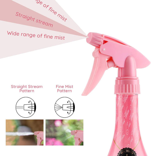 Segbeauty Adjustable Spray Bottle, 9.8oz Rose Pink Plastic Plant Mister with Fine Mist to Stream Settings, 280ml