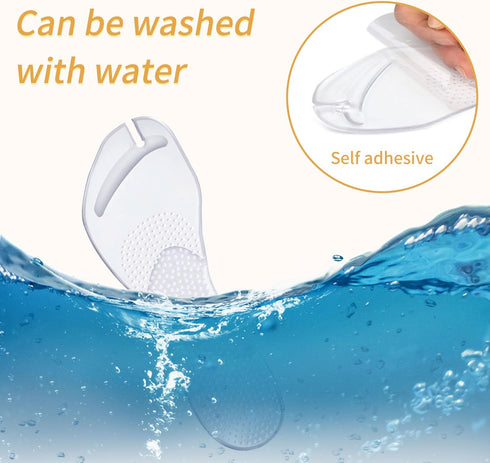 2 Pairs Adhesive Gel Arch Support Cushion Insoles, Invisible Slim Inserts for Pain Relief, Anti-Slip Shock Absorption