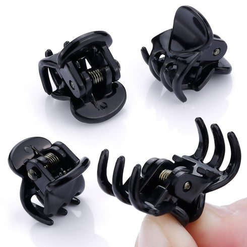 JANYUN 48Pcs Mini Hair Claw Clips - Black Brown Small Hair Clips for Girls Women, Plastic Multifunction Clamp