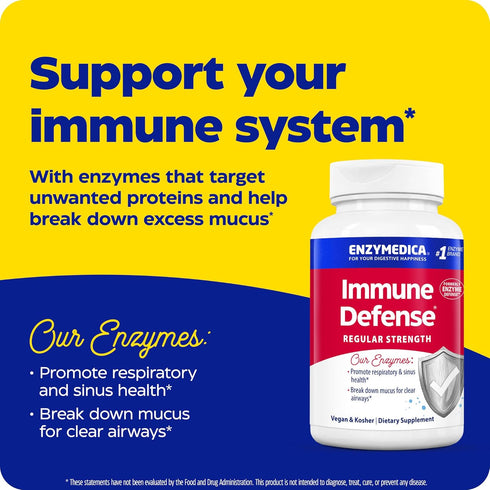 Immune Immune 60 Enzymedica Defense Regular Strength Caps - Proteolytic Enzyme Supplement for Men & Women, Health