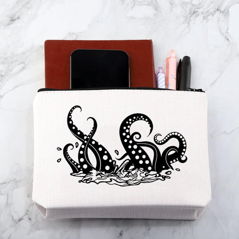 Octopus Lover Gift - Tentacle Makeup Bag, Marine Organism Gift for Squid Lovers, Ocean Kraken Mythical Gift