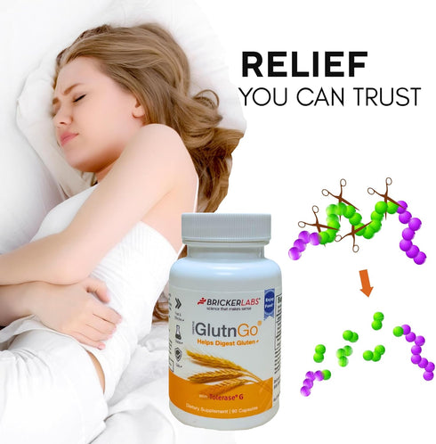 GlutnGo with Tolerase G 100mg Digestion Supplement, 90 Capsules for Gluten Intolerance, Fast and Effective