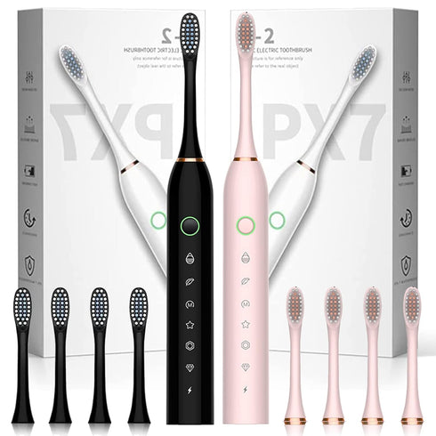 Lukern 2 Pack Electric Toothbrush for Adults, with 8 Brush Heads, 6 Modes