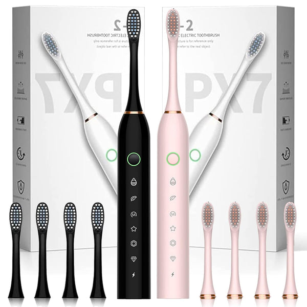 Lukern 2 Pack Electric Toothbrush for Adults, with 8 Brush Heads, 6 Modes