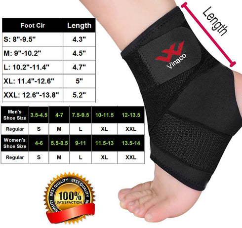 Vinaco Ankle Brace - 2 Pack Breathable Ankle Support for Sprained Ankle, Adjustable Wrap for Men & Women