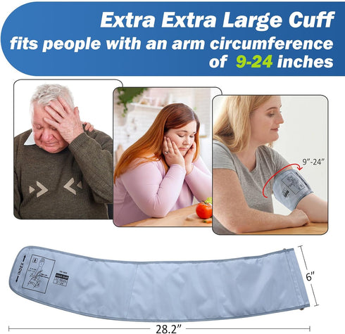 XXL Blood Pressure Cuff (22-60CM) Compatible with Omron 9”-24”, Extra Large BP Replacement Cuff with 6 Connectors