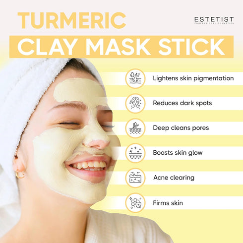 Turmeric Vitamin C Clay Face Mask Stick Set, Deep Pore Cleanser for Dark Spots and Oil Control, Gift Pack of 3