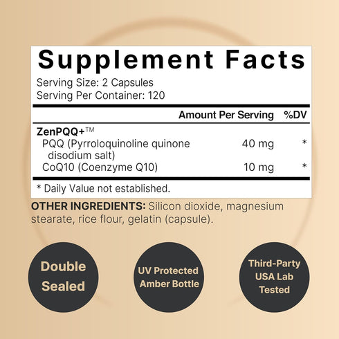 NatureBell PQQ 40mg Per Serving with CoQ10, 240 Capsules, Active Pyrroloquinoline Quinone, Highly Bioavailable ZenPQQ+