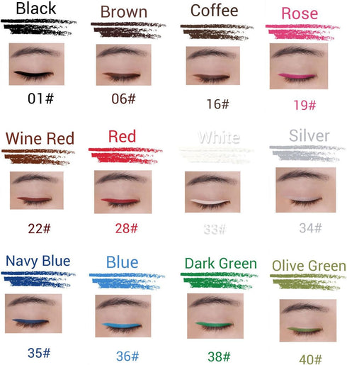 12Pcs Lot Set - 12 Colors Waterproof Eyeliner Pencil with Sharpener