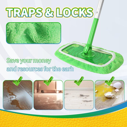 3 Pack Reusable Chenille Mop Pads Compatible with Swiffer Sweeper Mop, Washable Flat Mop Cover for Hardwood Floor