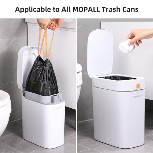 MOPALL Small Drawstring Trash Bag, 4 Gallon Garbage Bags, Easy to Tear and Pack, 75 Counts