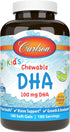 Carlson Kid's Chewable DHA - 100 mg DHA for Brain Health, Vision Function, Orange, 180 Chewable Softgels