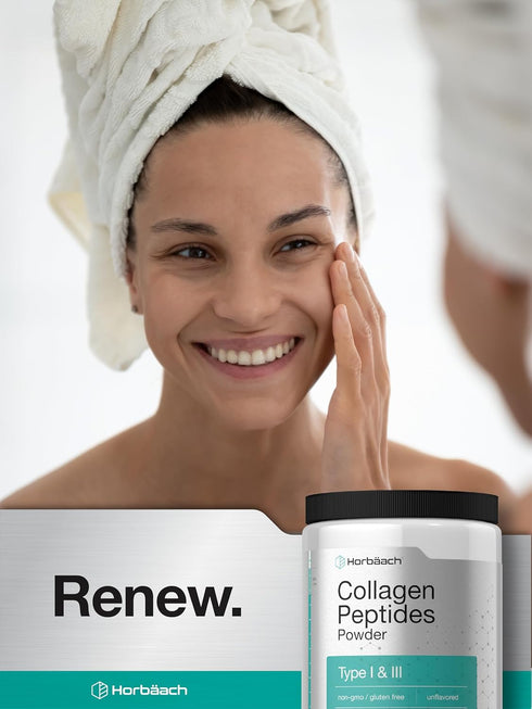 Horbaeach Collagen Peptides Powder 7oz | Unflavored Multi Collagen Protein and Amino Acids | Type I and III | Gluten