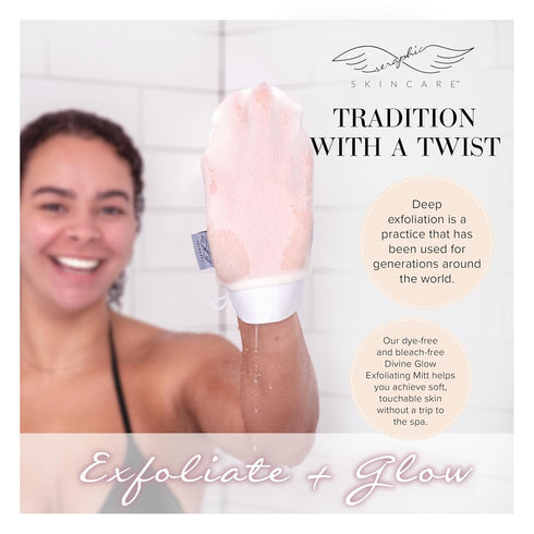 Seraphic Skincare Divine Glow Exfoliating Mitt (1pc) – Vegan Viscose Korean Exfoliating Glove for Body Exfoliation