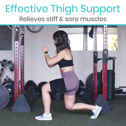 Vive Thigh Brace - Hamstring Quad Wrap - Adjustable Compression Sleeve Support for Pulled Groin Muscle, Sprains