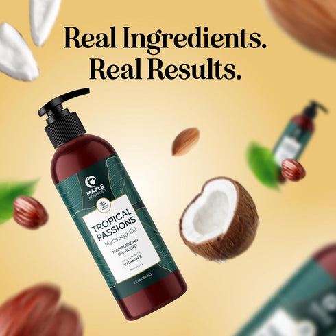 Tropical Sensual Massage Oil for Couples - Complete Relaxation Full Body Massage Oil for Date Night with Smooth Gliding