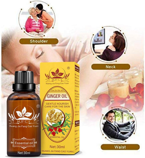 HuaQing 3 Pack Oil.90Ml Ginger Lymphatic Drainage Massage Oil,Promote Blood Circulation Metabolism SPA Gifts for Women