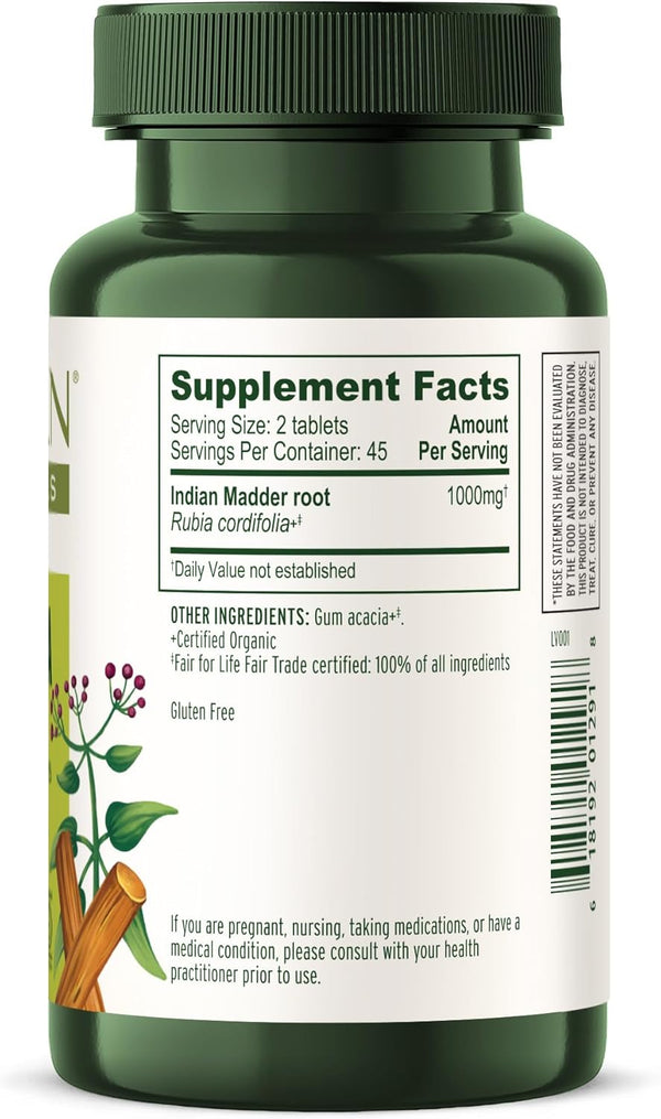Banyan Botanicals Manjistha Tablets – Organic Skin Supplement for Natural Blood Cleanse & Lymphatic Support – 90 Tablets