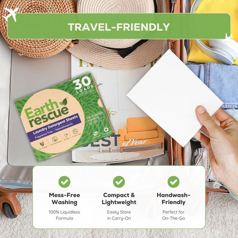 Laundry Detergent Sheets - 30 Sheets (Up to 60 Loads) | Unscented, Hypoallergenic, Concentrated, Eco-Friendly,