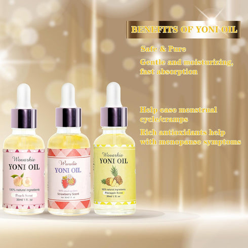 Wovarkie 3PCS Yoni Oil for Women pH Balance, Feminine Deodorant Vaginal Moisturizer, Feminine Care All Natural Yoni