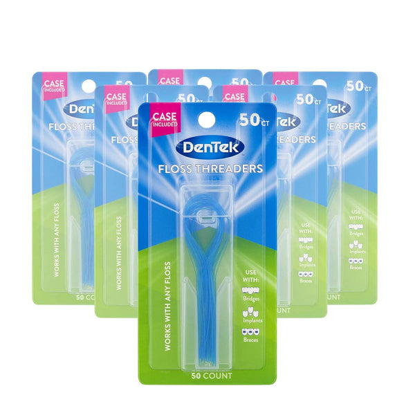 DenTek Floss Threaders for Braces, Bridges, and Implants, 50 Count (Pack of 6)