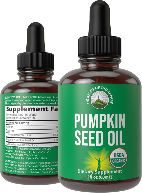 Pumpkin Seed Oil. USDA Organic Vegan Liquid Drops Extract for Women and