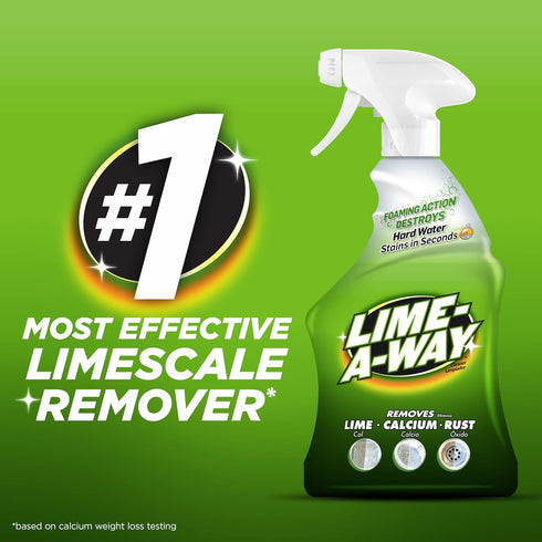 Lime-A-Way 32 oz Hard Water Stain Remover Spray, Removes Lime, Calcium & Rust in Seconds, Bathroom Cleaner, fl