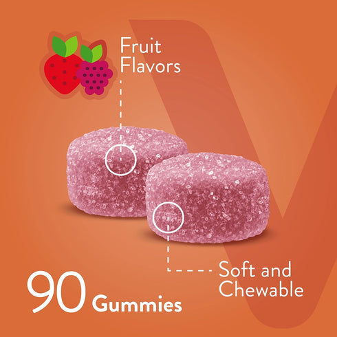 Calcium Gummies with Vitamin D3 & Magnesium - Chewable Fruit Flavored Supplements for Bone Health, 60 Count