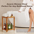 Kzeirm 14" Corner Shower Stool for Inside Shower, Shower Foot Rest Stool for Shaving Legs, Acacia Wood Corner Shower