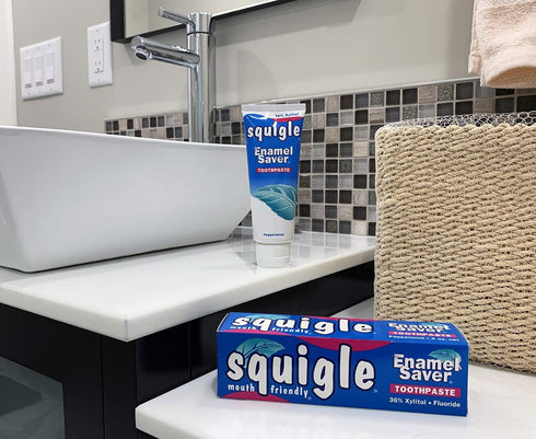 Squigle Enamel Saver Toothpaste 2 Pack - Canker Sore Prevention & Treatment - Prevents Cavities, Bad Breath, Chapped