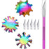 Maitys 3 Pieces Stainless Steel French Nail Trimmer Smile Line Cutter with Handles, 5 Spare Blades for Nail (Rainbow