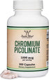 Chromium Picolinate 1000mcg for Healthy Weight Management, 300 Vegan Safe Capsules, Non-GMO, Gluten Free