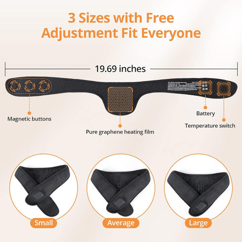 Wireless Neck Heating Pad - Heat Wrap for Neck Pain Relief, Electric Heating Pad Using Graphene Heating Film, Auto Shut
