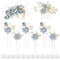 inSowni 20 Pack Classy Dusty Blue Flower Bridal Wedding Hair Side Combs, Floral Hair Pins, Twist Spiral Pearl Clips