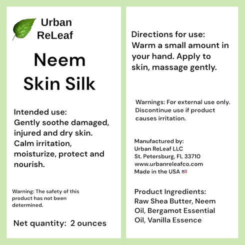 Urban ReLeaf Neem Skin Silk Healing Salve, Repairs Dry Skin, Vegan, with Shea Butter & Neem Oil