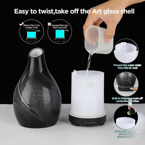 inrorans 160ml 7-Color Star River Aromatherapy Diffuser - Ultrasonic Essential Oil Diffuser with LED Night Light, Cool